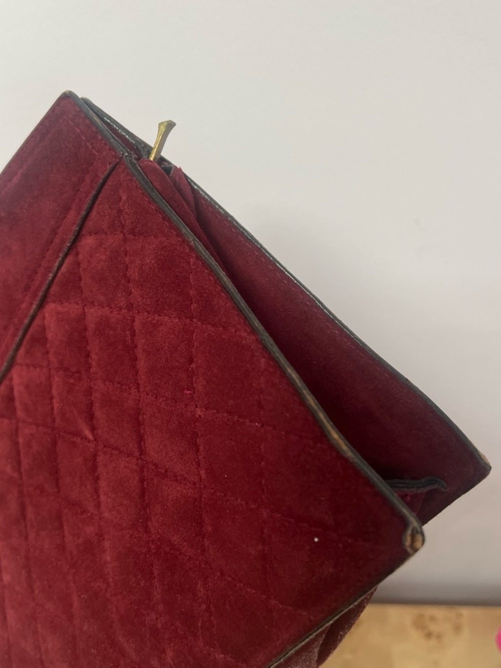Vintage Yves Saint Laurent Burgundy Leather and Suede Clutch Zipper Bag Designer - Picture 2 of 9